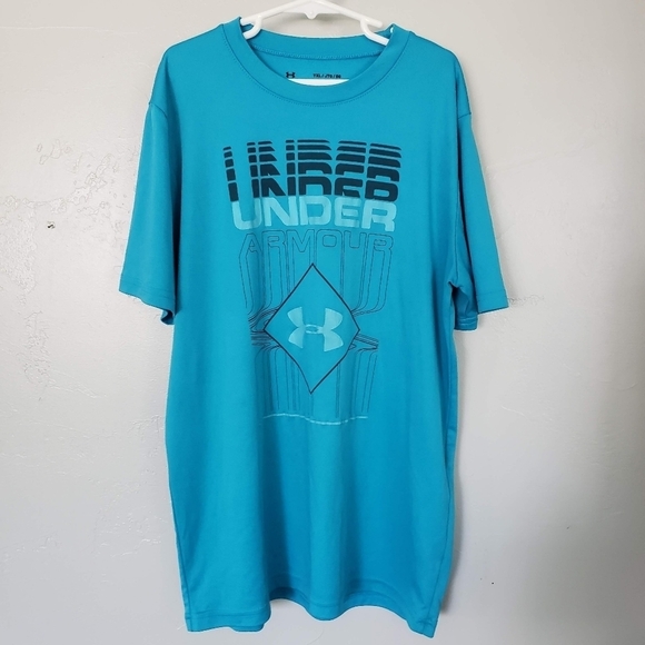 Under Armour Youth XL YXL Blue Short Sleeve Athletic Tee Shirt - Picture 1 of 6